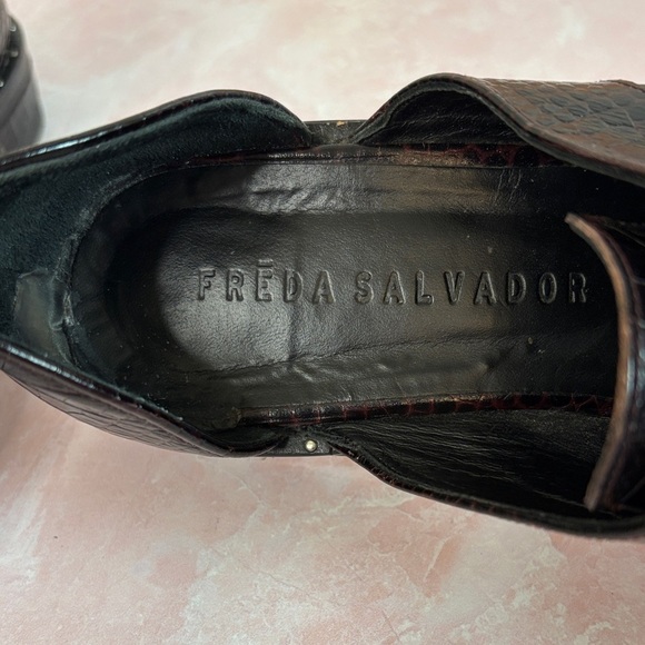 Freda Salvador Oxblood Textured Loafers - Picture 2 of 12